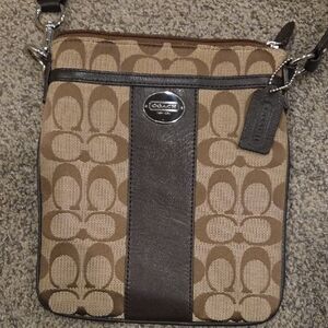 Coach Signature Brown and Tan Shoulder Bag